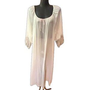 NWOT 3X Jenelle of California White Long Sleeve Peignoir Coquette Night Gown